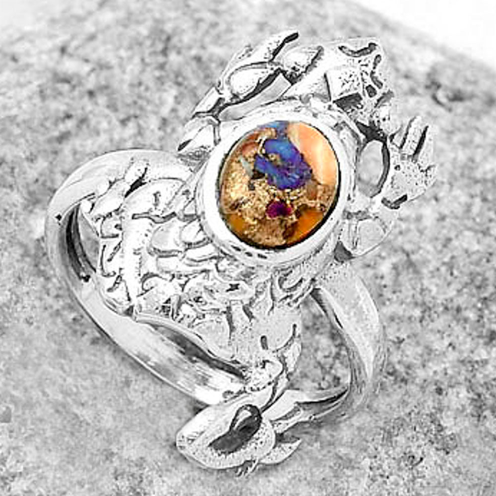 Frog Natural Spiny Oyster Turquoise Ring size-8 R-1113 SDR172767