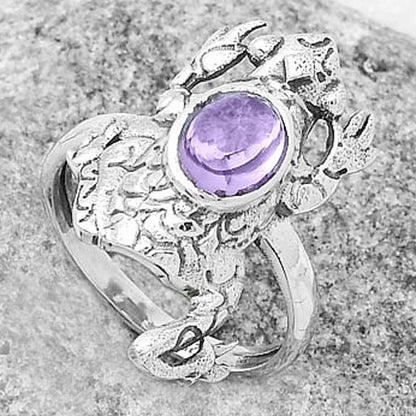 Frog - Rose De France Amethyst Cab Ring size-8 R-1113 SDR172769