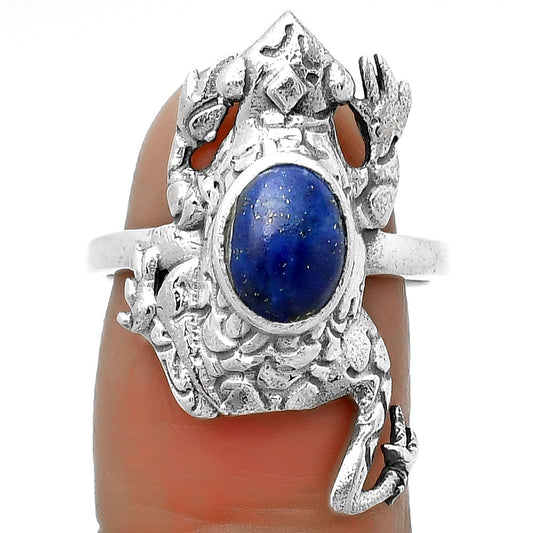 Frog - Natural Lapis - Afghanistan Ring size-7.5 R-1113 SDR172771