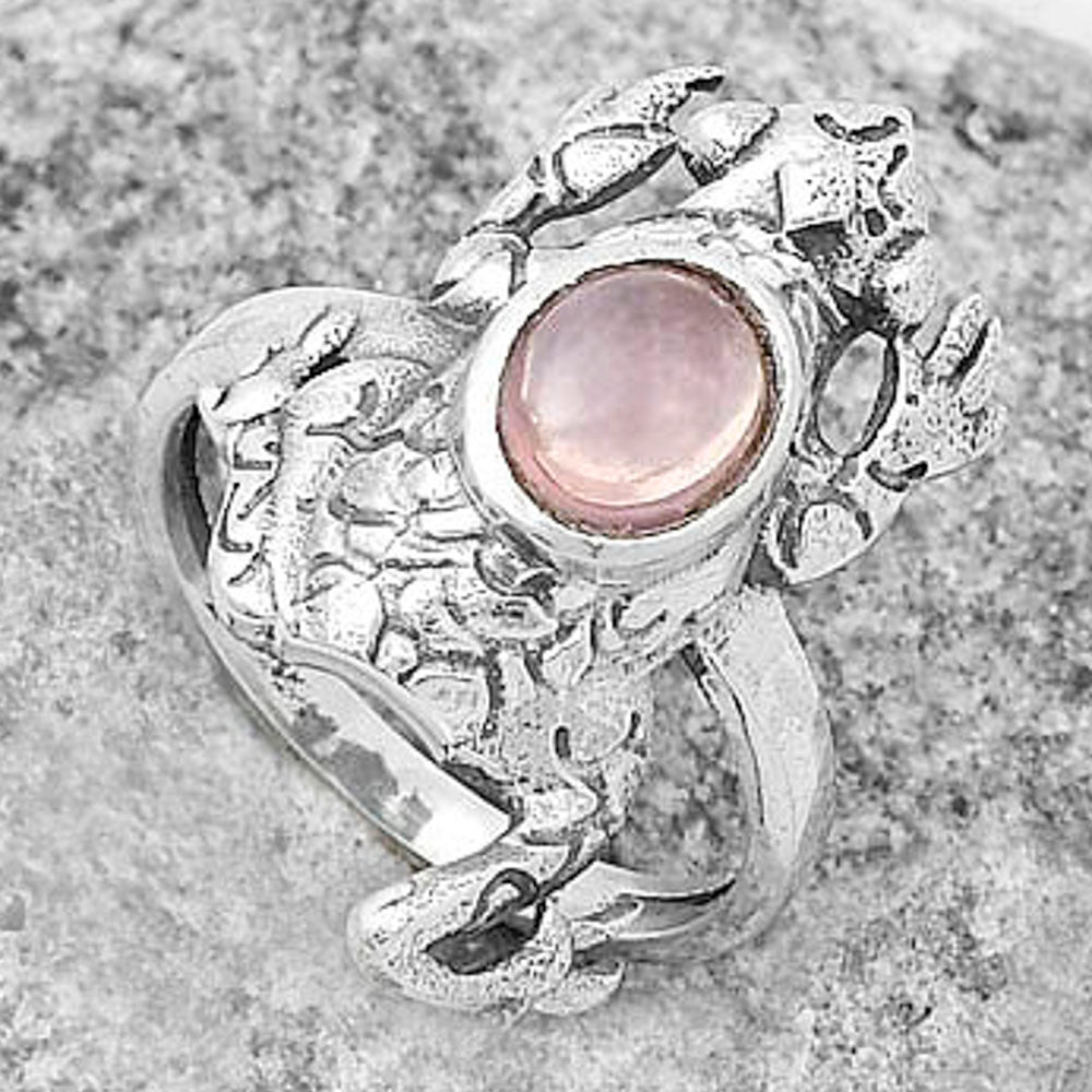 Frog - Rose Quartz - Madagascar Ring size-7.5 R-1113 SDR172780