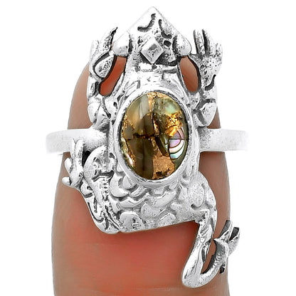 Frog Natural Copper Abalone Shell Ring size-7.5 R-1113 SDR172781