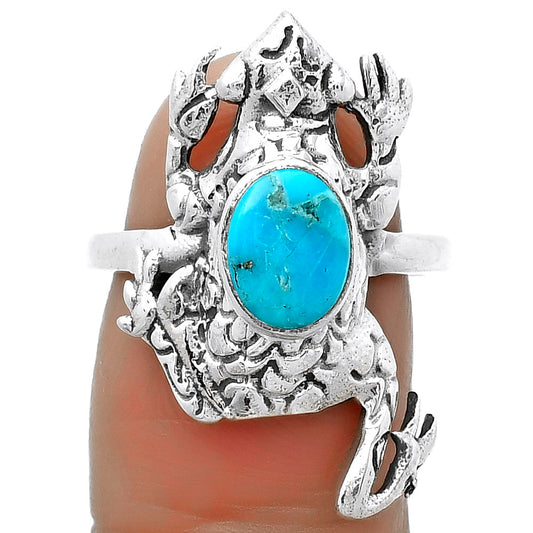 Frog Kingman Turquoise With Pyrite Ring size-7.5 R-1113 SDR172786