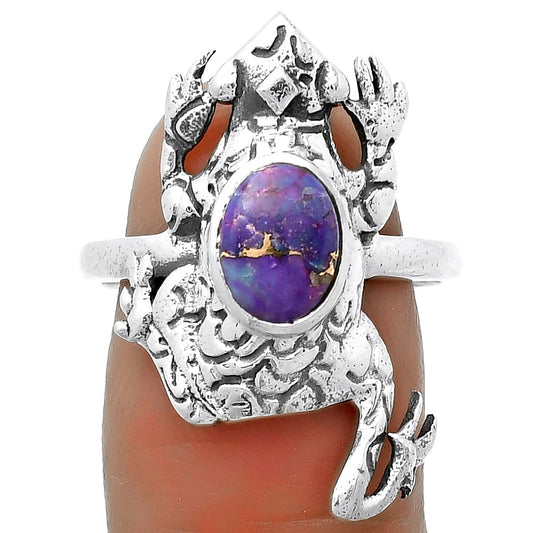 Frog Natural Copper Purple Turquoise Ring size-8 R-1113 SDR172787