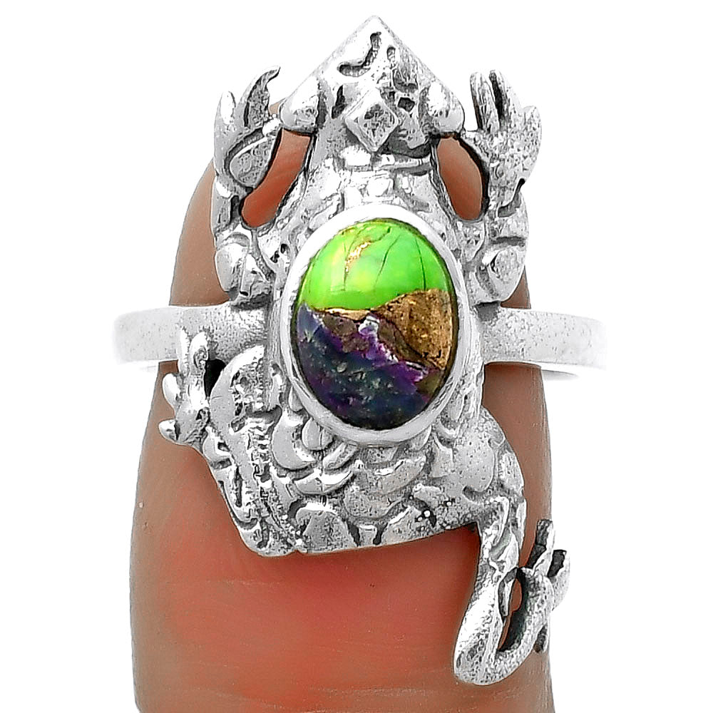 Frog Natural Multi Copper Turquoise Ring size-8 R-1113 SDR172788