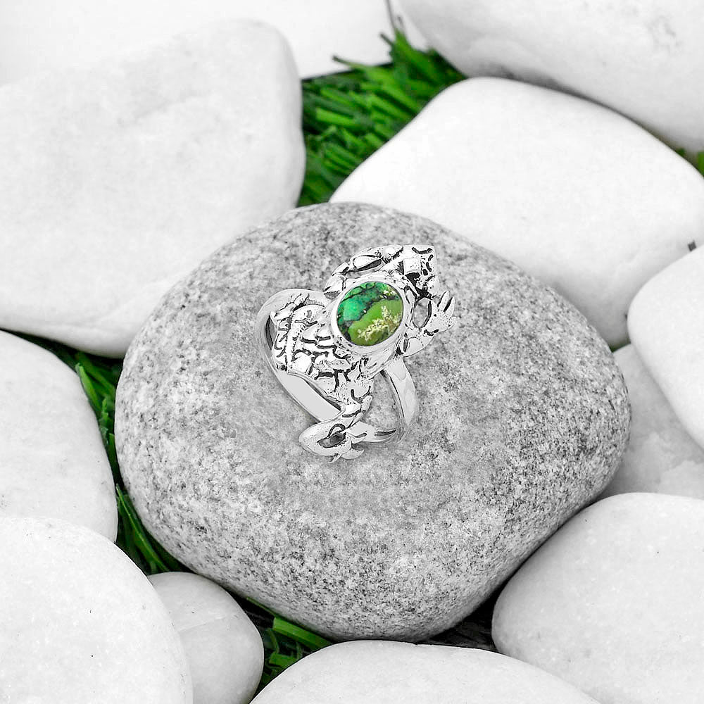 Frog - Green Matrix Turquoise Ring size-8.5 R-1113 SDR172790