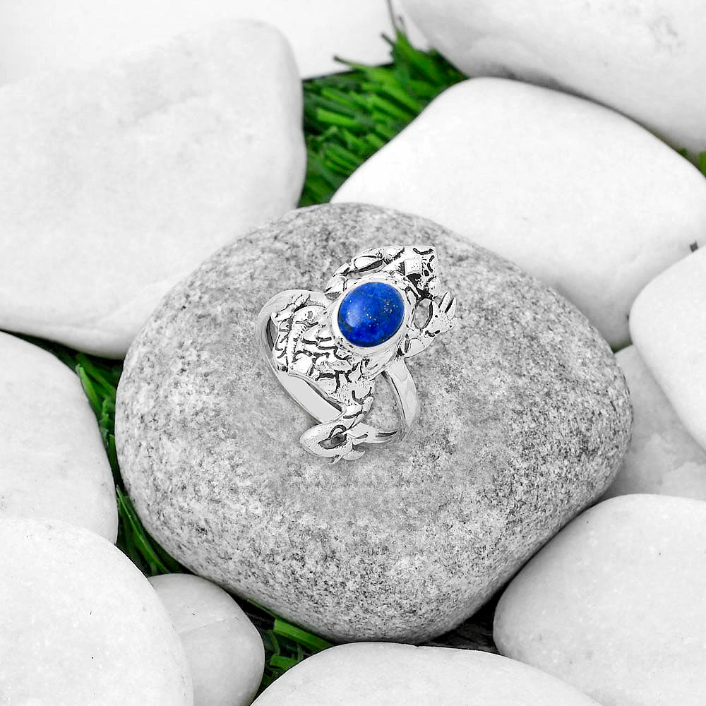 Frog - Natural Lapis - Afghanistan Ring size-7.5 R-1113 SDR172792
