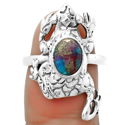 Frog Kingman Pink Dahlia Turquoise Ring size-7.5 R-1113 SDR172794