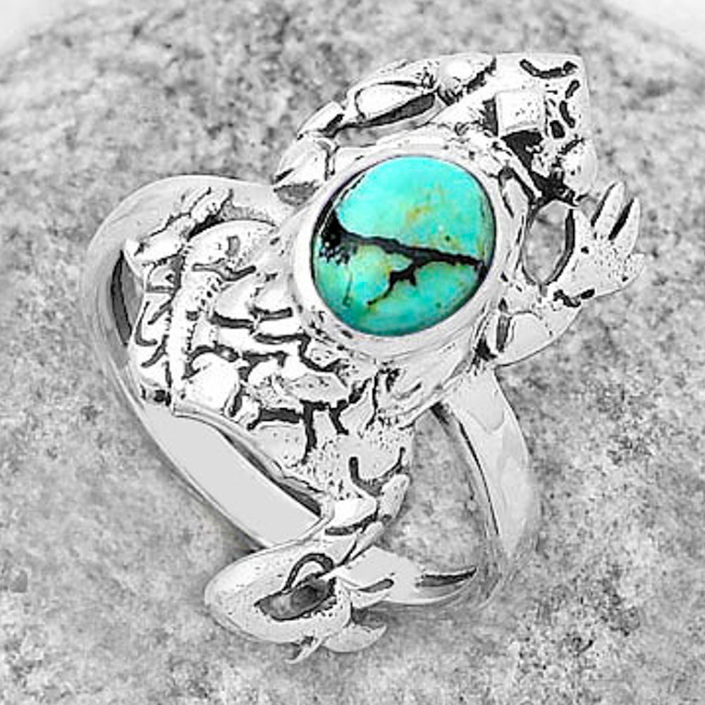Frog Lucky Charm Tibetan Turquoise Ring size-7.5 R-1113 SDR172797