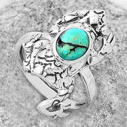 Frog Lucky Charm Tibetan Turquoise Ring size-7.5 R-1113 SDR172797