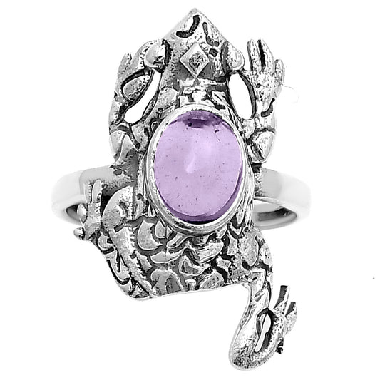 Frog - Rose De France Amethyst Cab Ring size-8 R-1113 SDR172798
