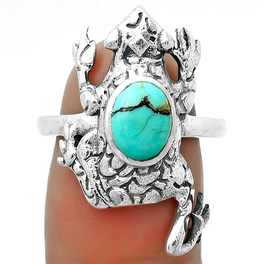 Frog Lucky Charm Tibetan Turquoise Ring size-8.5 R-1113 SDR172800