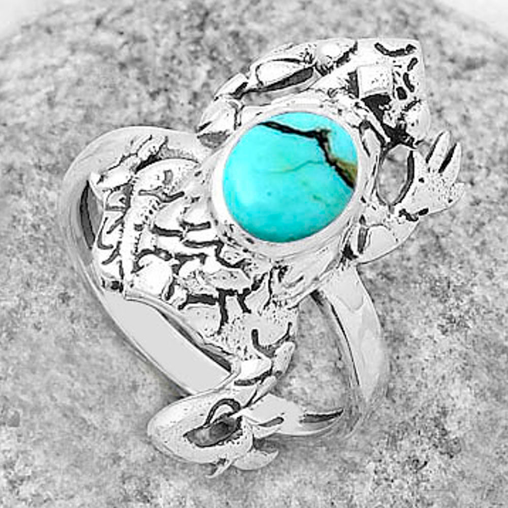 Frog Lucky Charm Tibetan Turquoise Ring size-8.5 R-1113 SDR172800