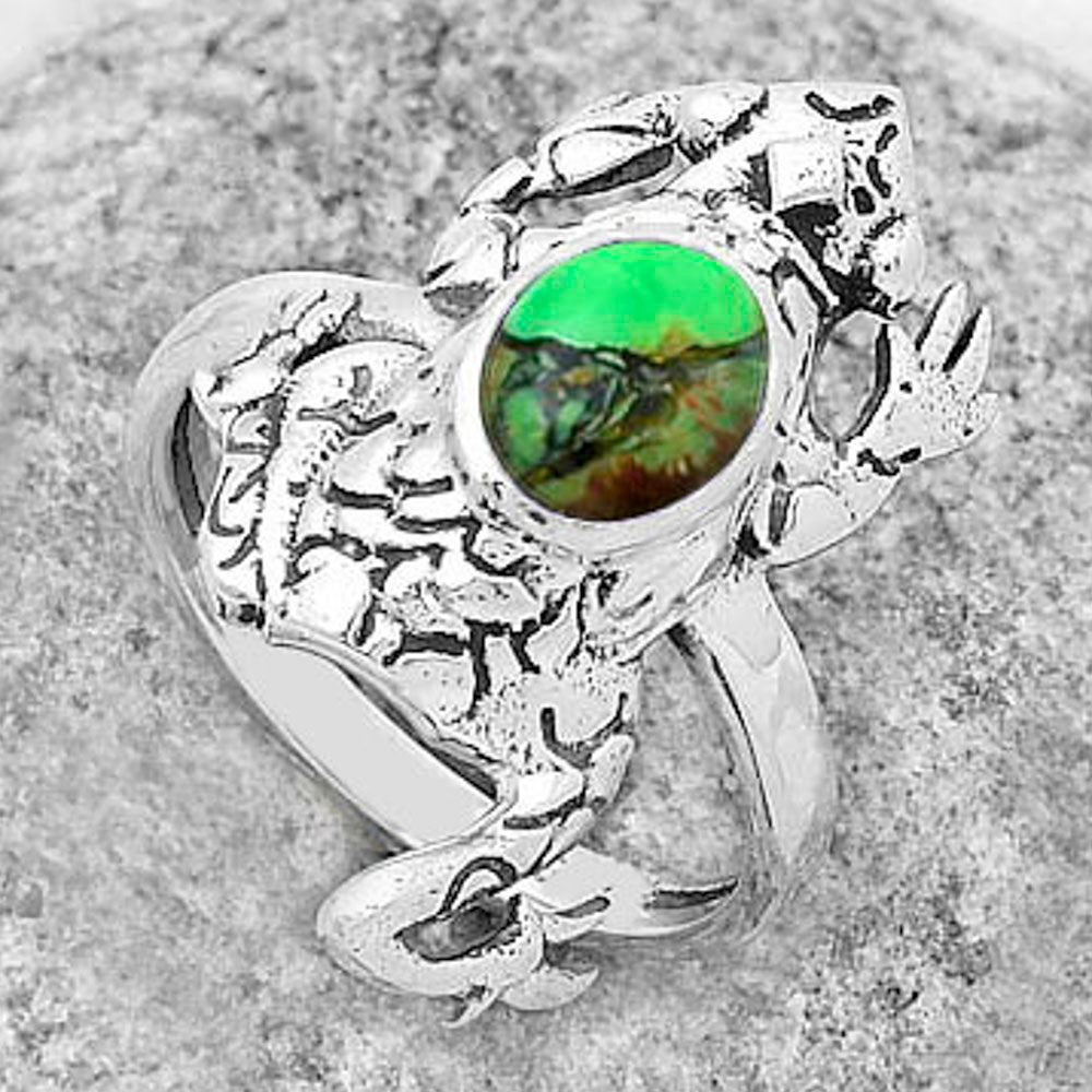 Frog - Green Matrix Turquoise Ring size-7.5 R-1113 SDR172806