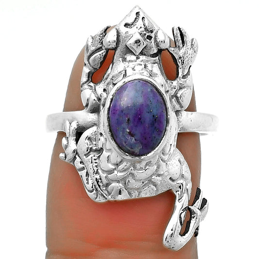 Frog Natural Copper Purple Turquoise Ring size-7 R-1113 SDR172810