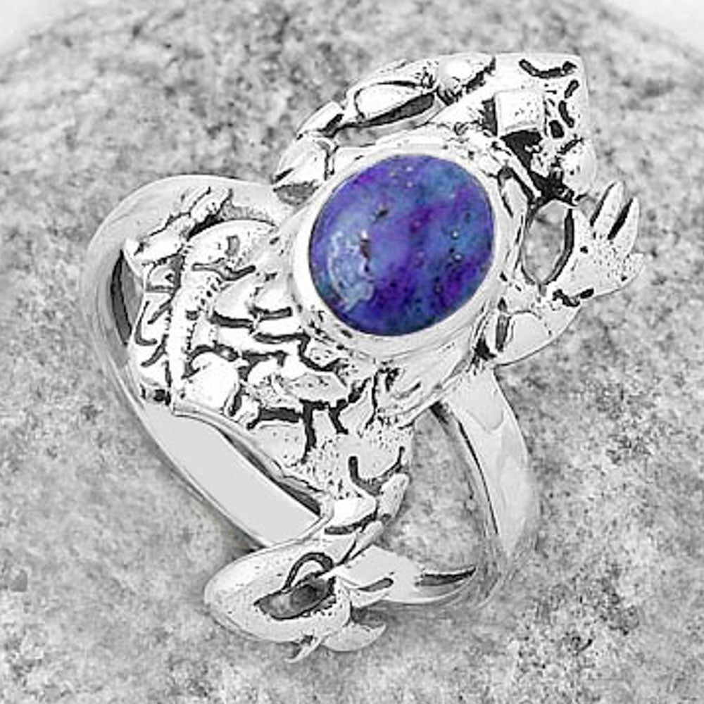 Frog Natural Copper Purple Turquoise Ring size-7 R-1113 SDR172810
