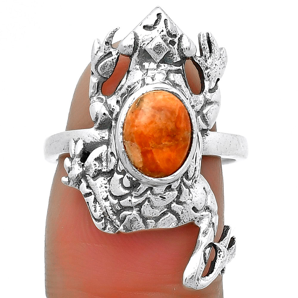 Frog - Natural Red Sponge Coral Ring size-7.5 R-1113 SDR172814