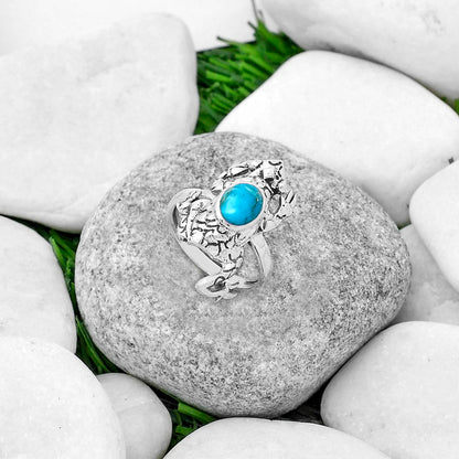 Frog Natural Turquoise Morenci Mine Ring size-7.5 R-1113 SDR172817