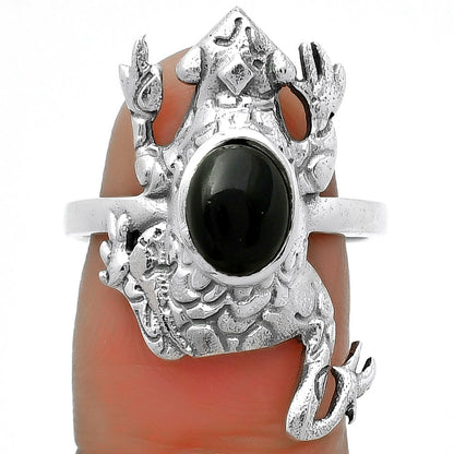Frog - Natural Black Onyx - Brazil Ring size-8 R-1113 SDR172820