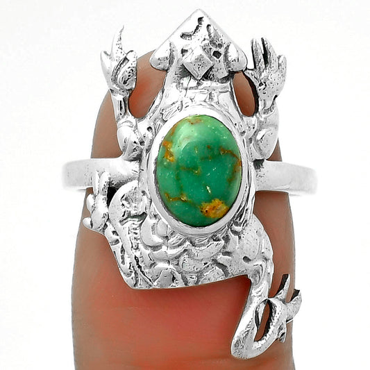 Frog Natural Rare Turquoise Nevada Aztec Mt Ring size-7.5 R-1113 SDR172824