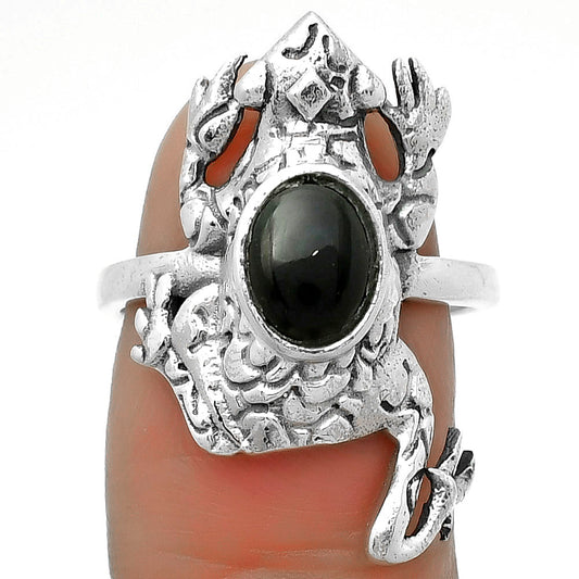 Frog - Natural Black Onyx - Brazil Ring size-7.5 R-1113 SDR172828
