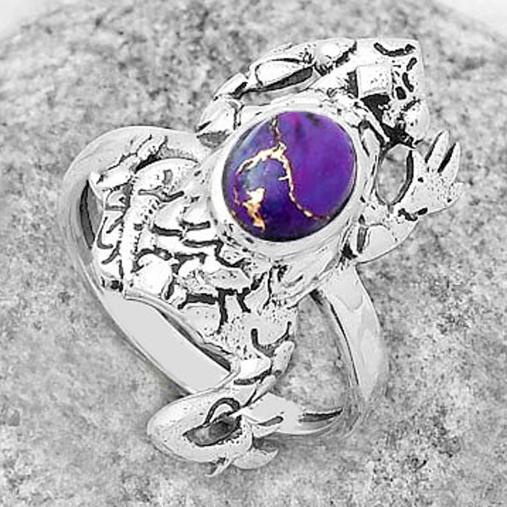 Frog - Copper Purple Turquoise Ring size-7.5 R-1113 SDR172841