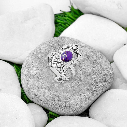 Frog - Copper Purple Turquoise Ring size-7.5 R-1113 SDR172841