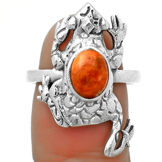 Frog - Natural Red Sponge Coral Ring size-8 R-1113 SDR172850