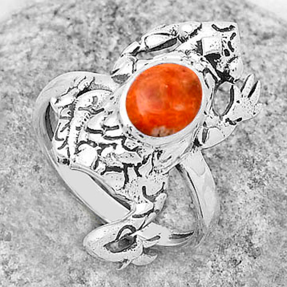 Frog - Natural Red Sponge Coral Ring size-8 R-1113 SDR172850