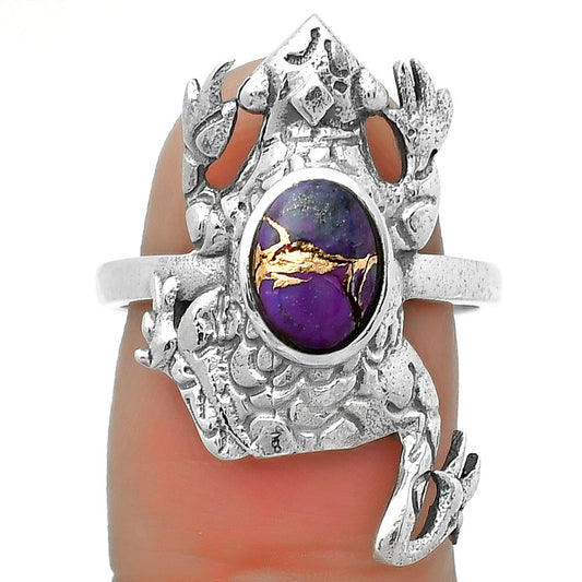 Frog Natural Copper Purple Turquoise Ring size-8 R-1113 SDR172854