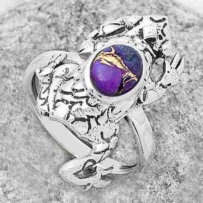Frog Natural Copper Purple Turquoise Ring size-8 R-1113 SDR172854