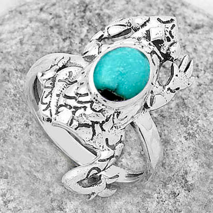 Frog Natural Turquoise Morenci Mine Ring size-7.5 R-1113 SDR172856