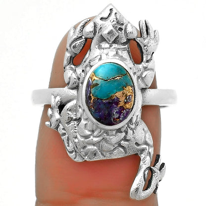 Frog Natural Multi Copper Turquoise Ring size-8 R-1113 SDR172857