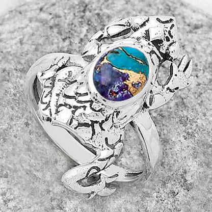 Frog Natural Multi Copper Turquoise Ring size-8 R-1113 SDR172857