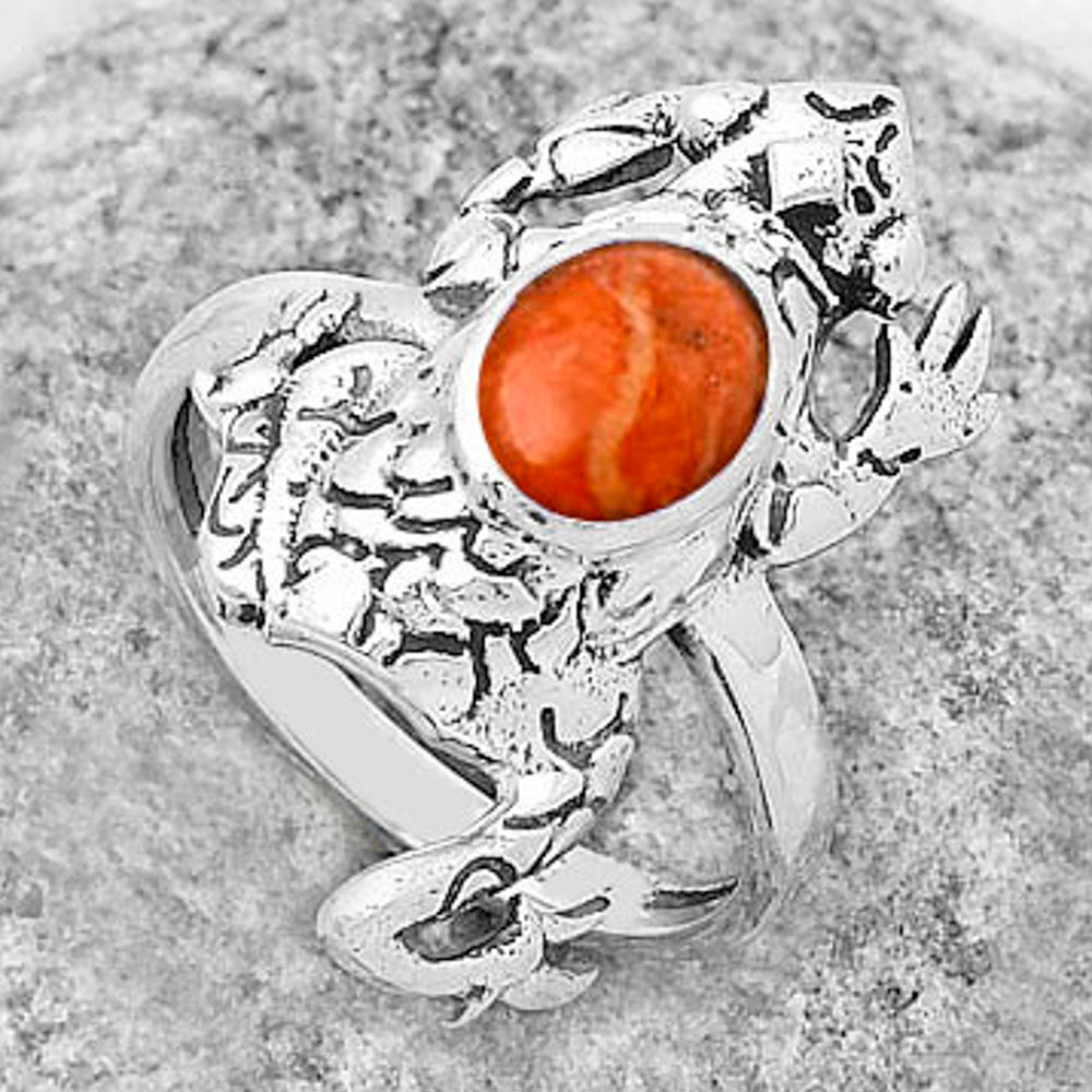 Frog - Natural Red Sponge Coral Ring size-7.5 R-1113 SDR172870