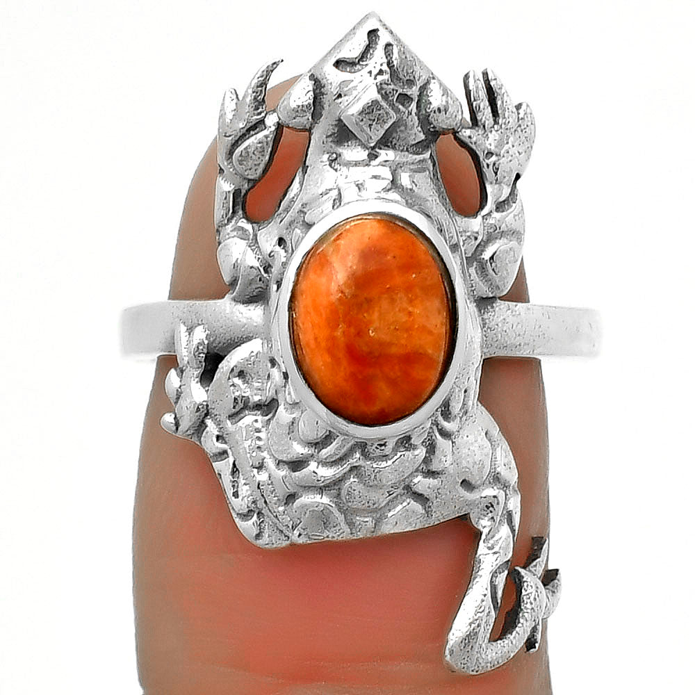 Frog - Natural Red Sponge Coral Ring size-7.5 R-1113 SDR172873