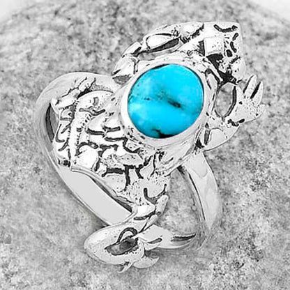 Frog Natural Turquoise Morenci Mine Ring size-7.5 R-1113 SDR172876