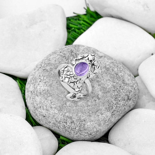 Frog - Rose De France Amethyst Cab Ring size-7.5 R-1113 SDR172879