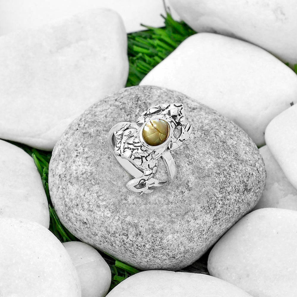 Frog Natural Copper Abalone Shell Ring size-7.5 R-1113 SDR172880