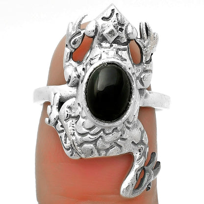 Frog - Natural Black Onyx - Brazil Ring size-7 R-1113 SDR172881