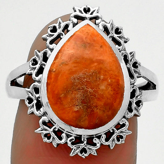Artisan - Natural Red Sponge Coral Ring size-8 R-1114 SDR172902