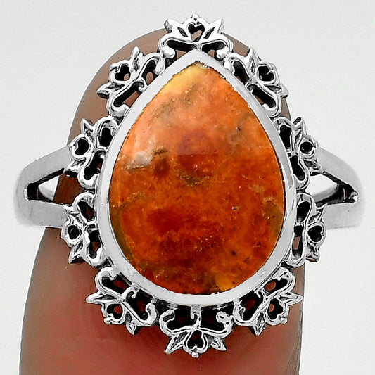 Artisan - Natural Red Sponge Coral Ring size-8.5 R-1114 SDR172903