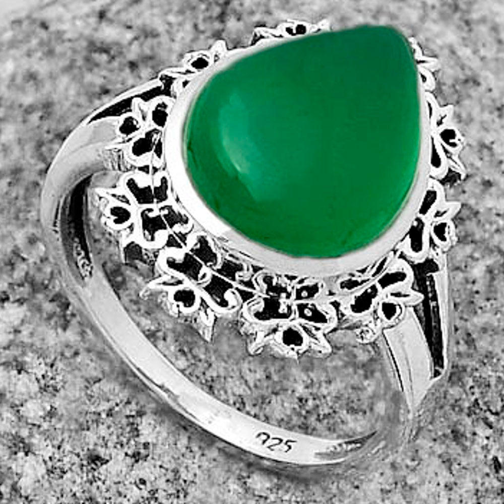 Artisan - Natural Green Onyx Cab Ring size-8 R-1114 SDR172909