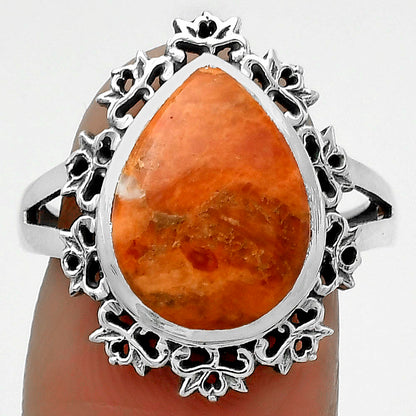Artisan - Natural Red Sponge Coral Ring size-7.5 R-1114 SDR172939