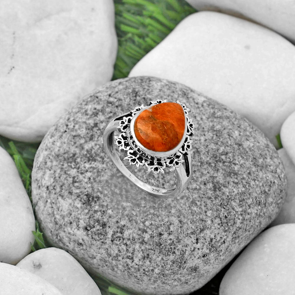 Artisan - Natural Red Sponge Coral Ring size-7.5 R-1114 SDR172939