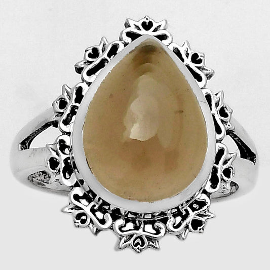 Artisan Smoky Quartz Cab Brazil Ring size-8.5 R-1114 SDR172946