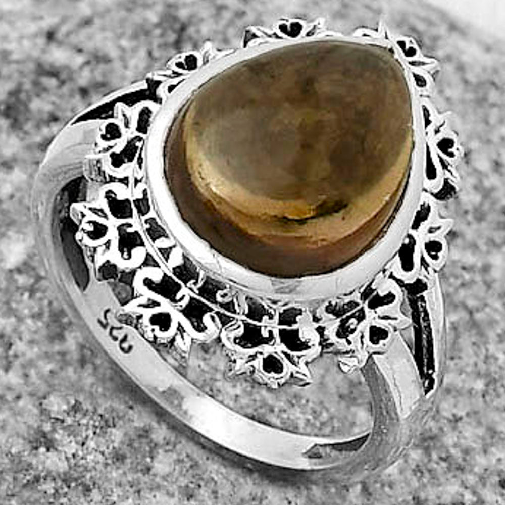 Artisan - Smoky Quartz Cab - Brazil Ring size-8 R-1114 SDR172947