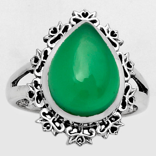 Artisan - Natural Green Onyx Cab Ring size-8.5 R-1114 SDR172965