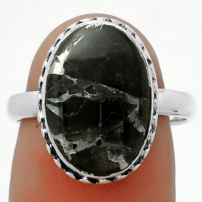 Natural Obsidian And Zinc Ring size-7.5 R-1158 SDR173053