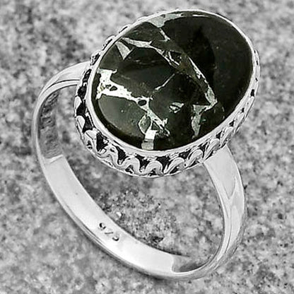 Natural Obsidian And Zinc Ring size-7.5 R-1158 SDR173053