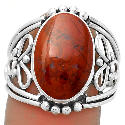 Natural Red Moss Agate Ring size-8 R-1379 SDR173312
